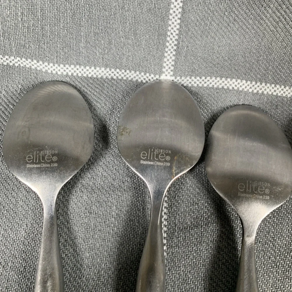 Vintage Gibson Elite Flatware 7pc Brown Handle MCM Stainless Dining 1960s